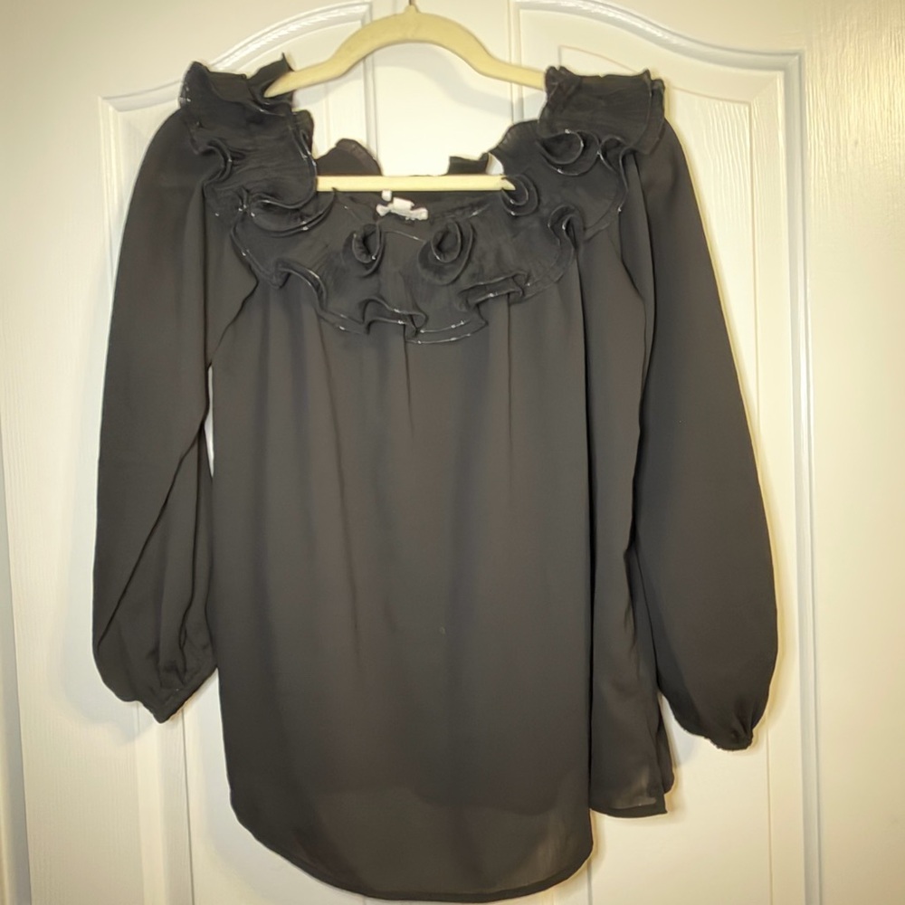 ODDY Black Ruffle Blouse